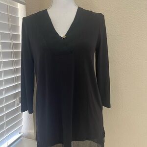 Ellen Tracy Black V-Neck Blouse